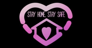 Kilitlenme salgını durdurma Novel Coronavirus salgını covid-19 belirtileri Wuhan Çin Seyahati Corona Avrupa 'da Ev Kal Güvenli Renkli Arka plan. Renkler her 5 saniyede bir değişiyor. 4k video canlandırması