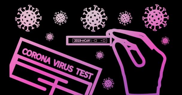 Пандемия блокировки остановить Novel Coronavirus вспышки ковид-19 симптомы Ухань Китай Путешествия короны Европы. Тест на коронавирус. Цвета меняются каждые 5 секунд. Видеоанимация 4k — стоковое видео
