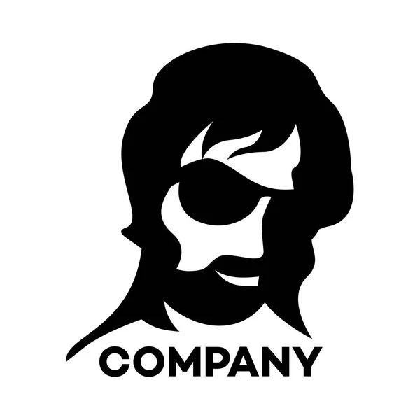 Silhueta masculina com óculos e bigode com logotipo de barba —  Vetores de Stock