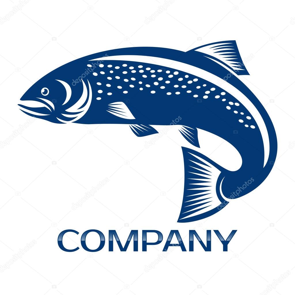 Salmon fish and fishing logo.