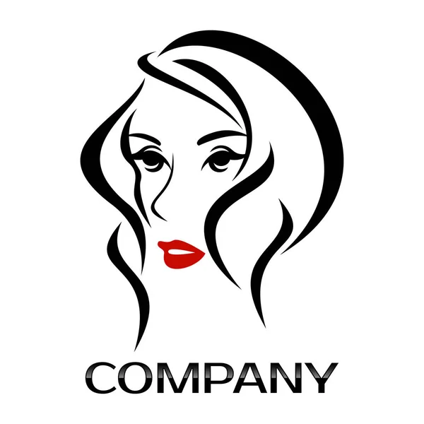 Logo viso donna.Illustrazione vettoriale — Vettoriale Stock