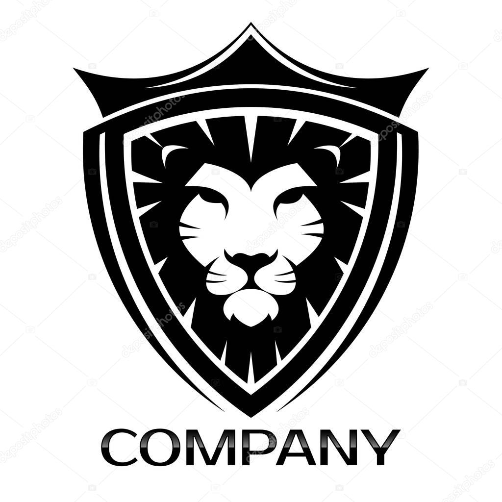Lion Head and shield logo