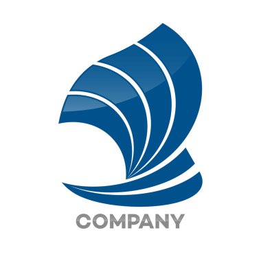 Mavi yelken logosu. Vektör çizim