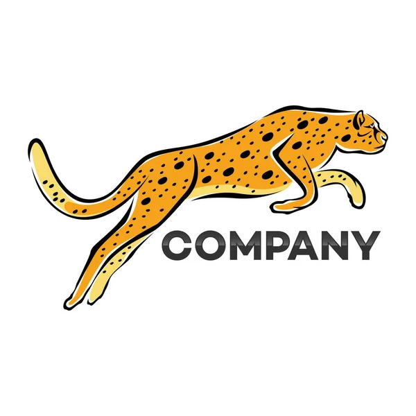 Springen cheetah logo. Vectorillustratie — Stockvector