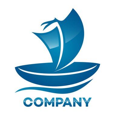 Mavi yelken logosu. Vektör çizim