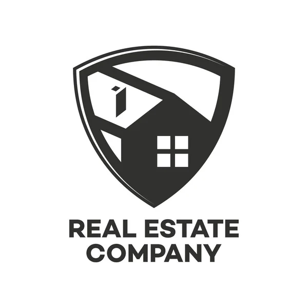 Logo de bienes raíces y escudo — Vector de stock