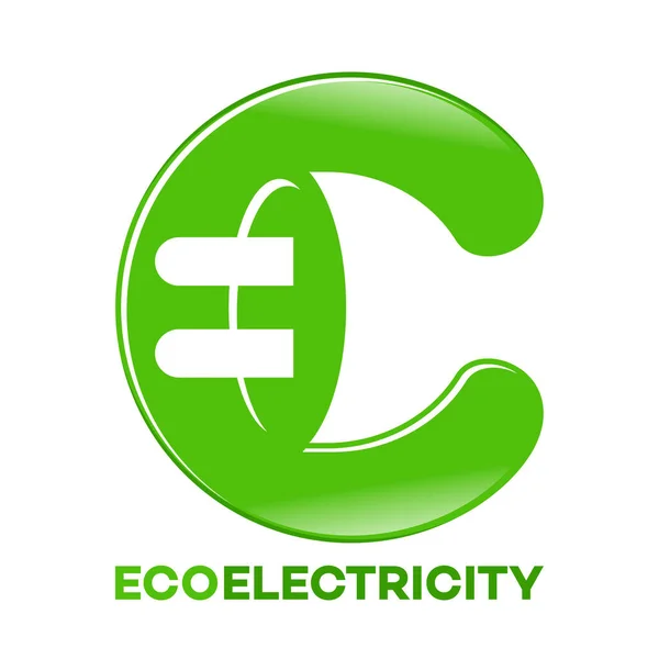 Electric plug and C company linked letter logo — Stock Vector