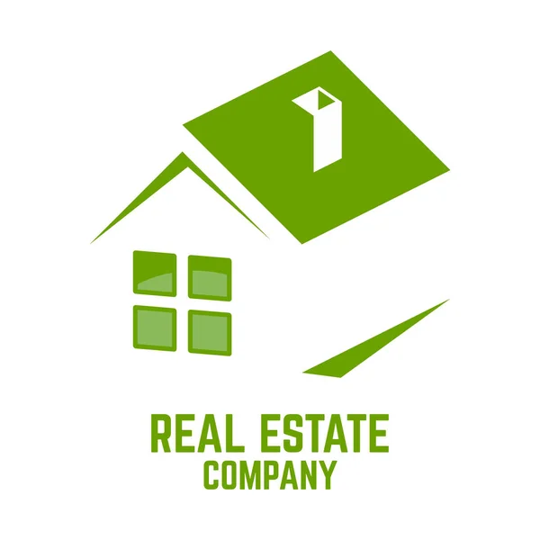 Logo verde de bienes raíces — Vector de stock