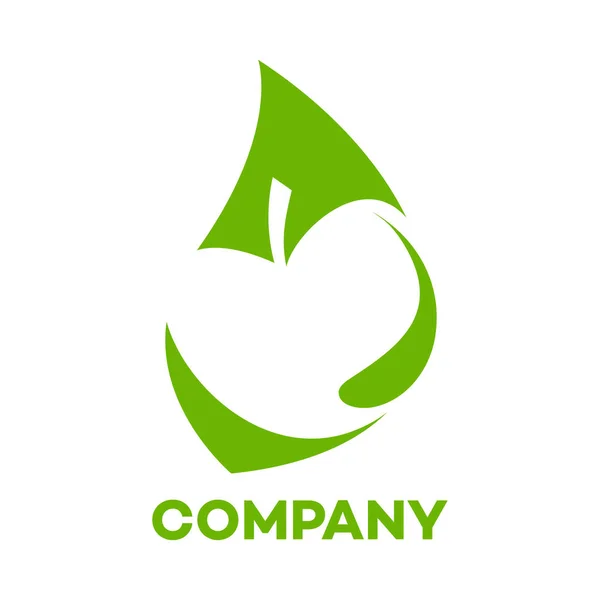 Comida ecológica. Manzana en el logotipo de la hoja — Vector de stock