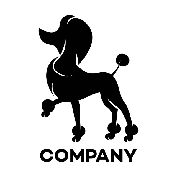 Czarne sylwetki psa rasy pudel logo — Wektor stockowy