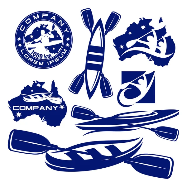 Kajak en sport op het water-logo — Stockvector
