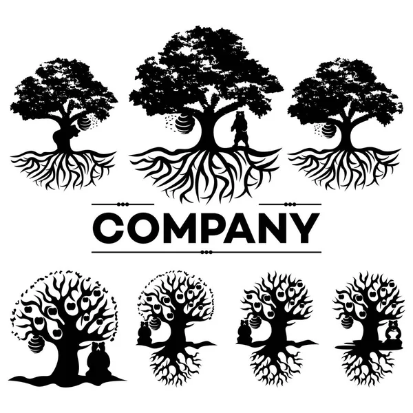 Drzewo i opatrzone logo — Wektor stockowy