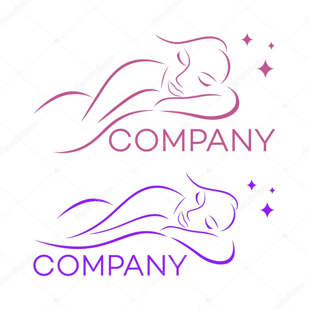 Beautiful sleeping woman logo