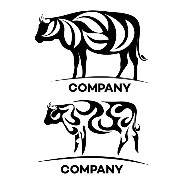 Логотип коровы и экологии — стоковый вектор