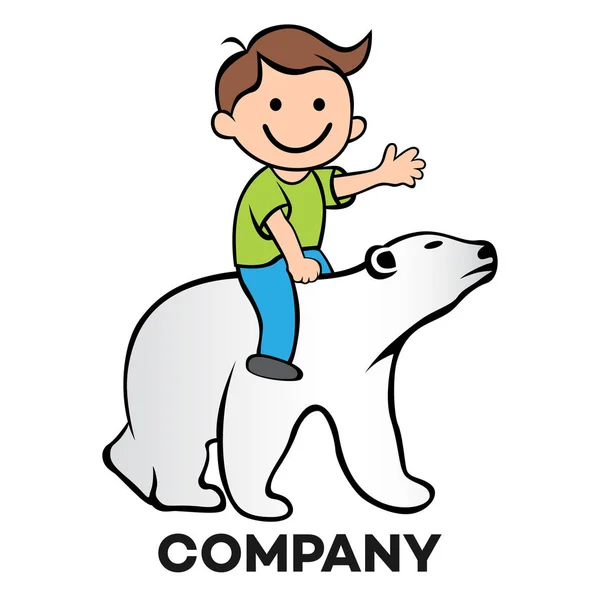 Un niño en un oso polar — Vector de stock