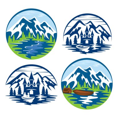 Mountains in a circle logo clipart