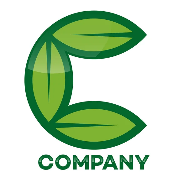 Leaves and C company linked letter logo — Stock Vector