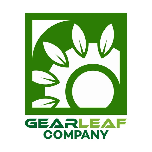 Gear and leaves logo — Stock Vector