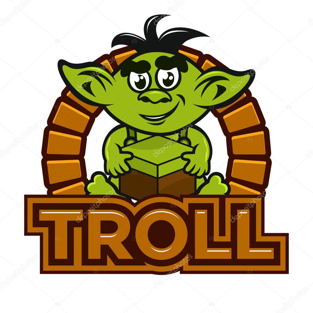 Cartoon troll mascot.Vector illustration.