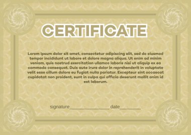 Sertifika şablonu örneği. Vektör çizim