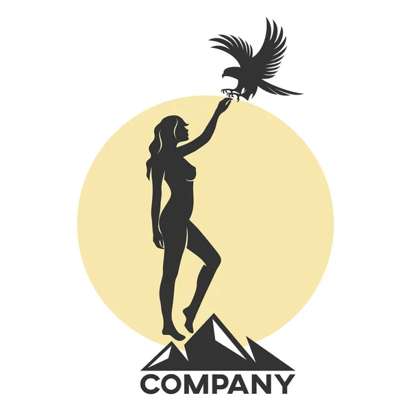 Dziewczyna Falcon Logo — Wektor stockowy