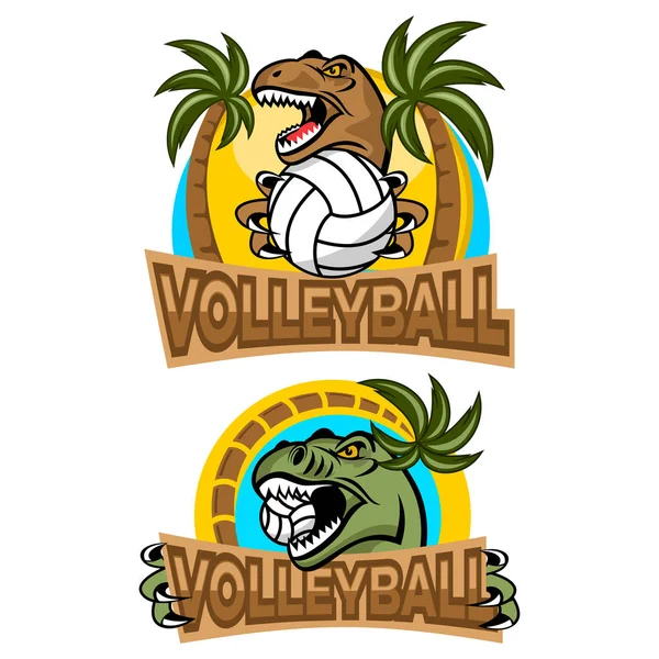 Mascotte Van Dinosaurus Tiranosaurus Rex Volleybal — Stockvector