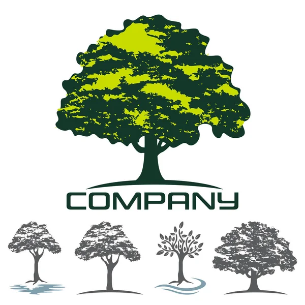 Drzewo Liściaste Logo Ilustracja Wektorowa — Wektor stockowy