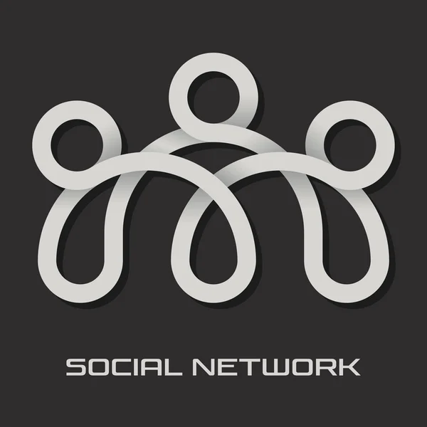 Social Network Logo Solid Line — Stock Vector
