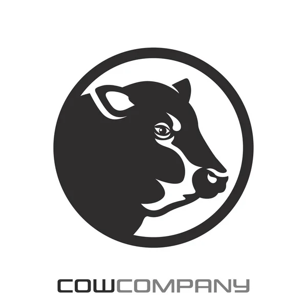 Schwarze Silhouette Einer Kuh Einem Kreis Logo — Stockvektor