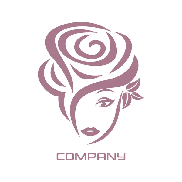 Молода Красива Жінка Логотип Троянди — стоковий вектор