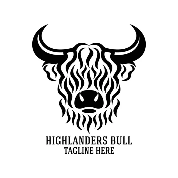 Highlanders Modernes Logo Taureau Illustration Vectorielle — Image vectorielle