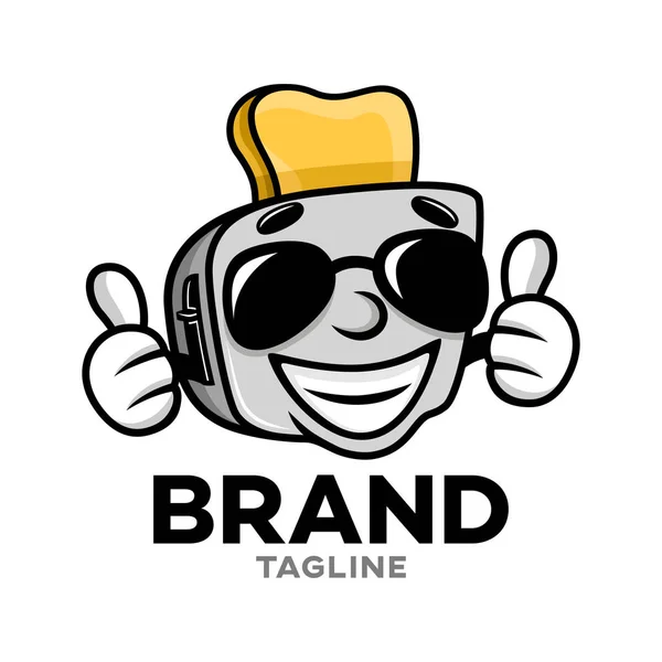 Modern Cartoon Character Toaster Logo Vector Illustration — Stock Vector