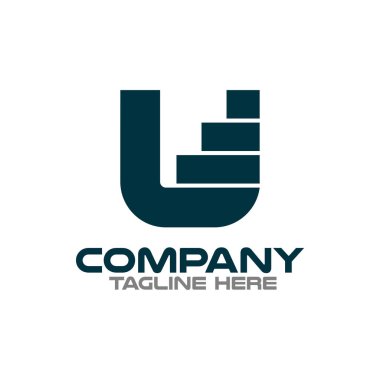 Modern merdiven yukarı ve U harfli logo. Vektör illüstrasyonu.