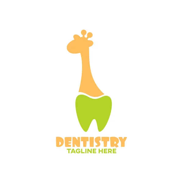 Dentisterie Moderne Pour Enfants Logo Girafe Illustration Vectorielle — Image vectorielle