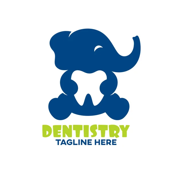 Dentisterie Moderne Pour Enfants Logo Éléphant Illustration Vectorielle — Image vectorielle