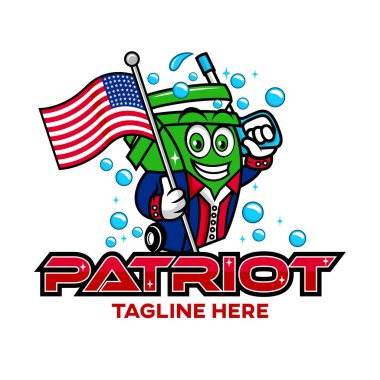 Modern Amerikan vatansever süprüntüsü logo yapabilir. Vektör illüstrasyonu.