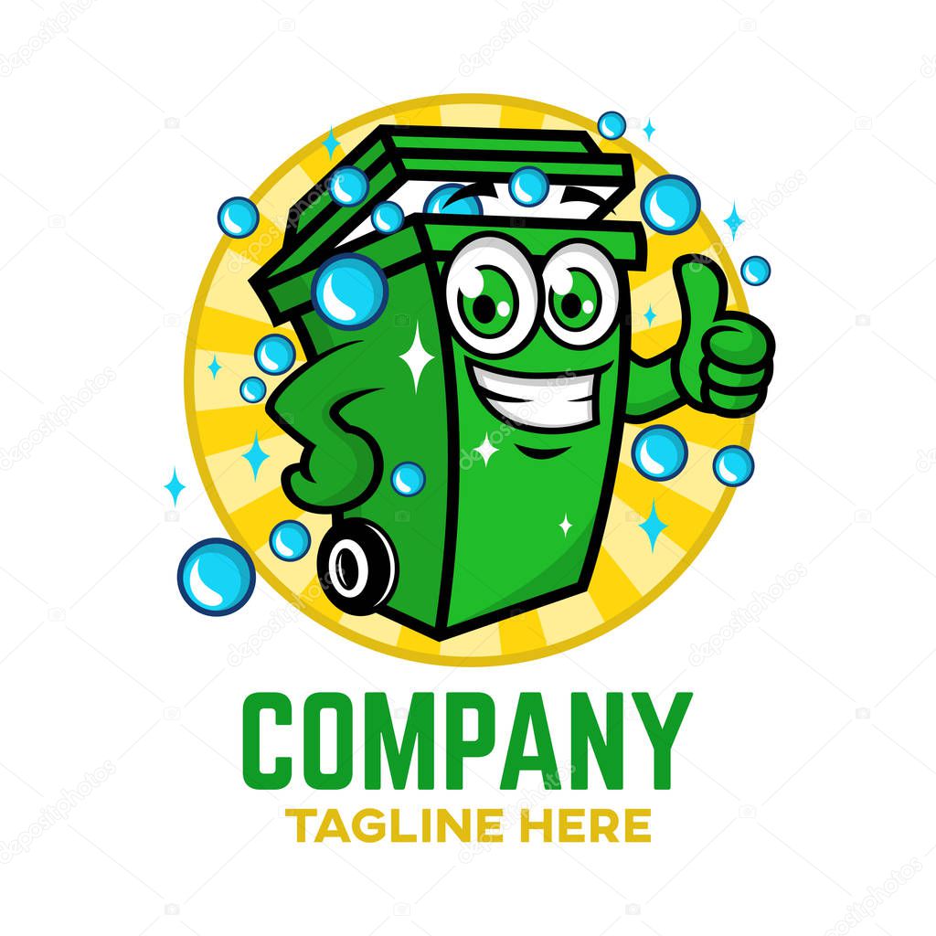 Modern Trash can logo. Vector illustration.