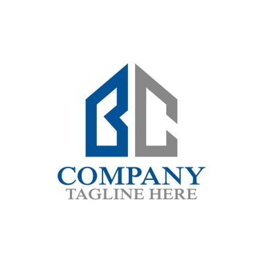 Modern gayrimenkul ve Bc veya CB harfleri. Vektör illüstrasyonu.