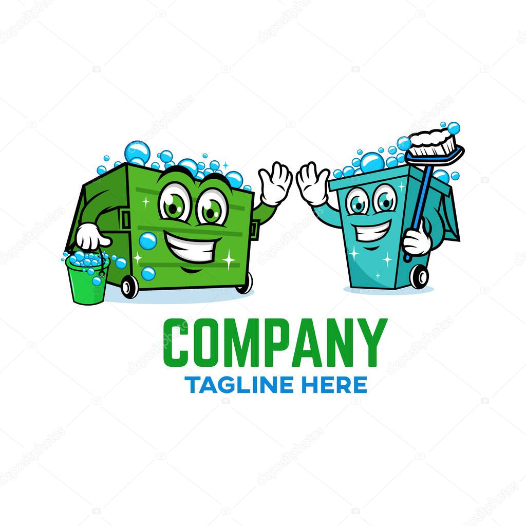 Modern Trash can logo. Vector illustration.