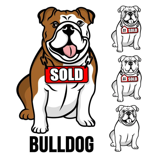 Moderne Amerikanische Bulldogge Und Immobilienlogo Vektorillustration — Stockvektor