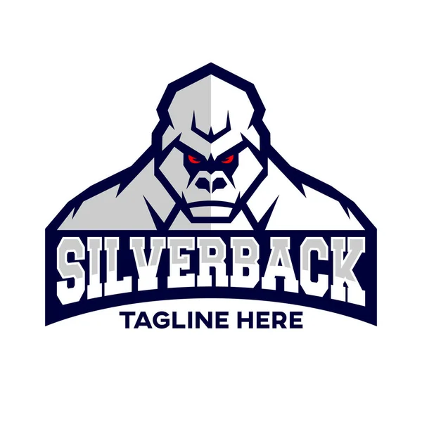 Modern Silverback Gorilla Mascot Logo Vector Illustration — 스톡 벡터