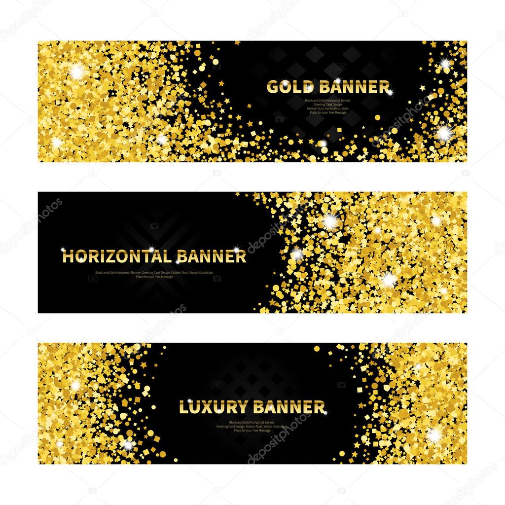 Gold and Black Horizontal Banners.