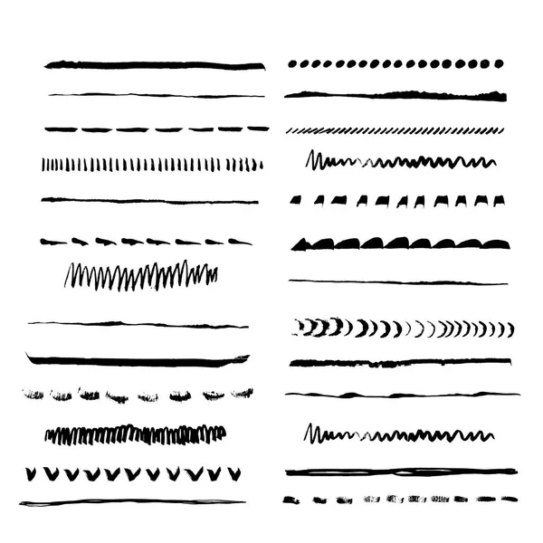 Conjunto de patrón con rayas dibujadas a mano — Vector de stock