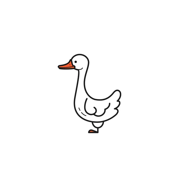 Goose hand drawn on white — Stock Vector