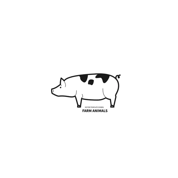 Porco preto e branco em branco —  Vetores de Stock