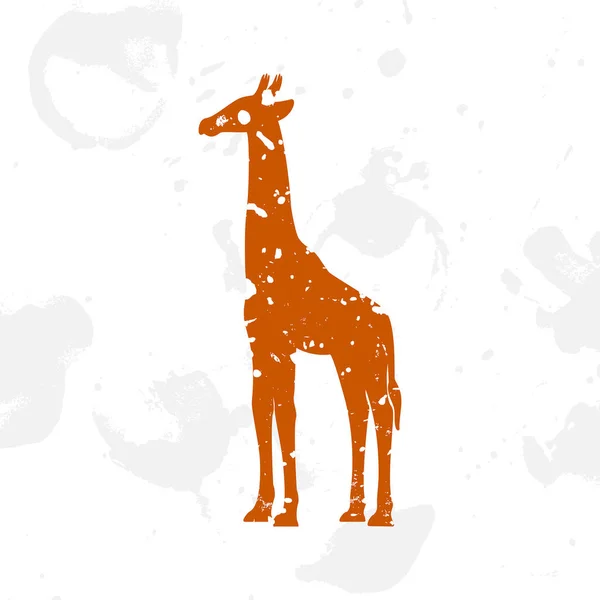 Silueta de jirafa con manchas de tinta — Vector de stock