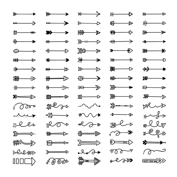 Conjunto Diferentes Flechas Símbolos Sobre Fondo Blanco Ilustración Vectorial — Vector de stock