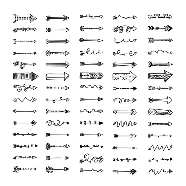 Jeu Différents Symboles Flèches Sur Fond Blanc Illustration Vectorielle — Image vectorielle