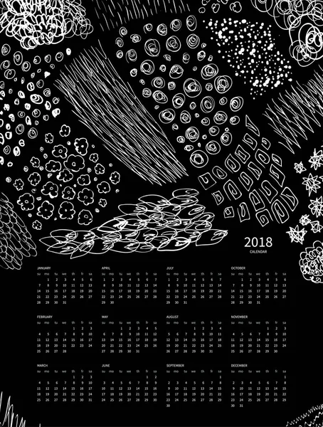 Plantilla Del Calendario Para 2018 Hace Con Manchas Tinta — Archivo Imágenes Vectoriales