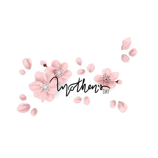 Gyönyörű Üdvözlés Kártya Val Rózsaszín Virágok Szöveg Anyák Napja — Stock Vector